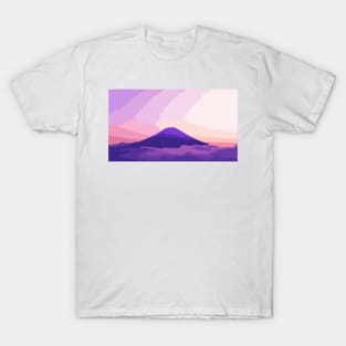 Sunset Over Mount Fuji Digital Painting T-Shirt